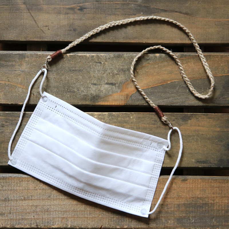 大麻面罩附 4 种不同用途/无木珠/挂绳 - 挂绳/吊绳 - 棉．麻 卡其色