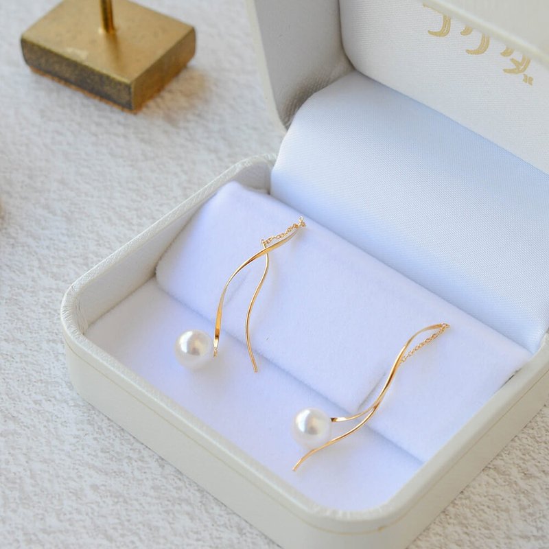 Akoya珍珠 耳环 18K金 海水珍珠 日本制 - 耳环/耳夹 - 珍珠 