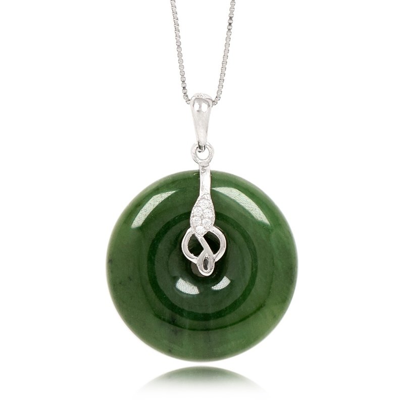 【正佳珠宝】和田碧玉 经典金钱平安扣 23mm 和田碧玉吊坠 - 项链 - 半宝石 多色