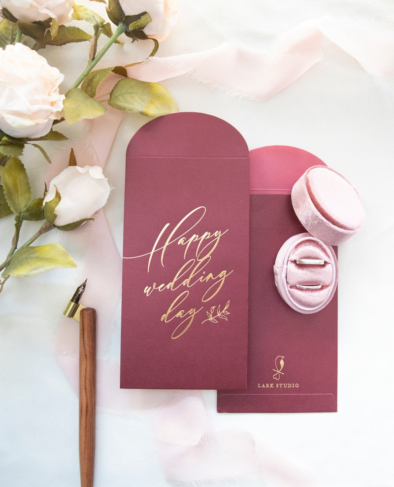 婚礼人情利是封 礼封 珠光烫金 - 红包/春联 - 纸 紫色