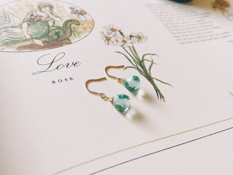 Enko | 辛波丝卡的画纸 印度薄荷蓝玉髓  14K耳夹耳环 - 耳环/耳夹 - 半宝石 蓝色