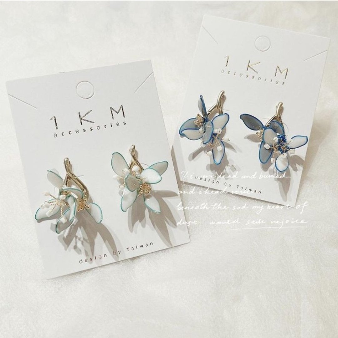 1KM 慢温时分•彩线双花树脂耳环-2色 - 耳环/耳夹 - 树脂 