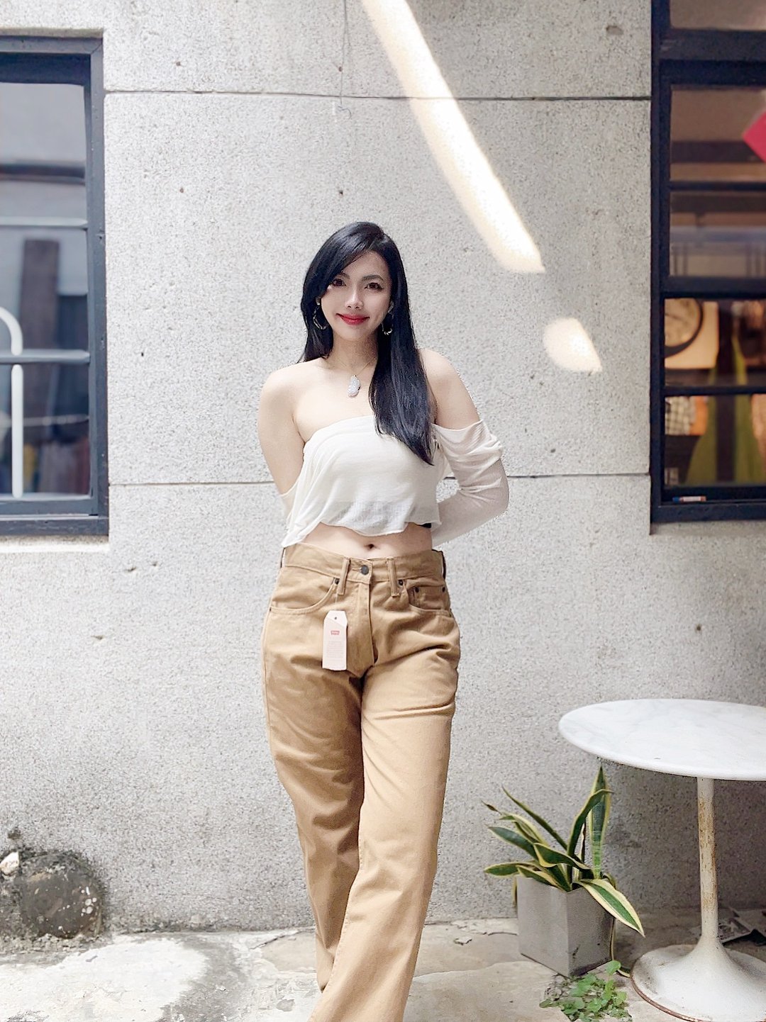 levis / 505 W32腰 经典卡其色 古着中高腰棉质牛仔长裤 vintage - 男士长裤 - 棉 卡其色