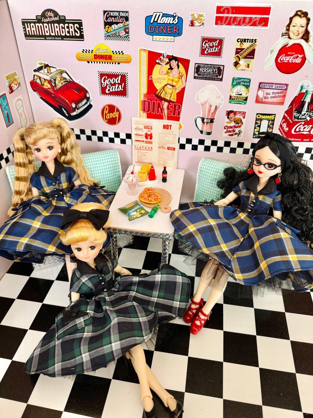 乡村摇滚格纹一件式包款套组 Licca-chan Blythe - 玩偶/公仔 - 其他材质 多色