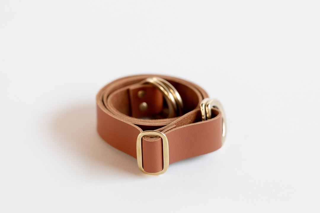 Adjustable Leather strap for furoshiki bag (Caramel) - 侧背包/斜挎包 - 真皮 咖啡色