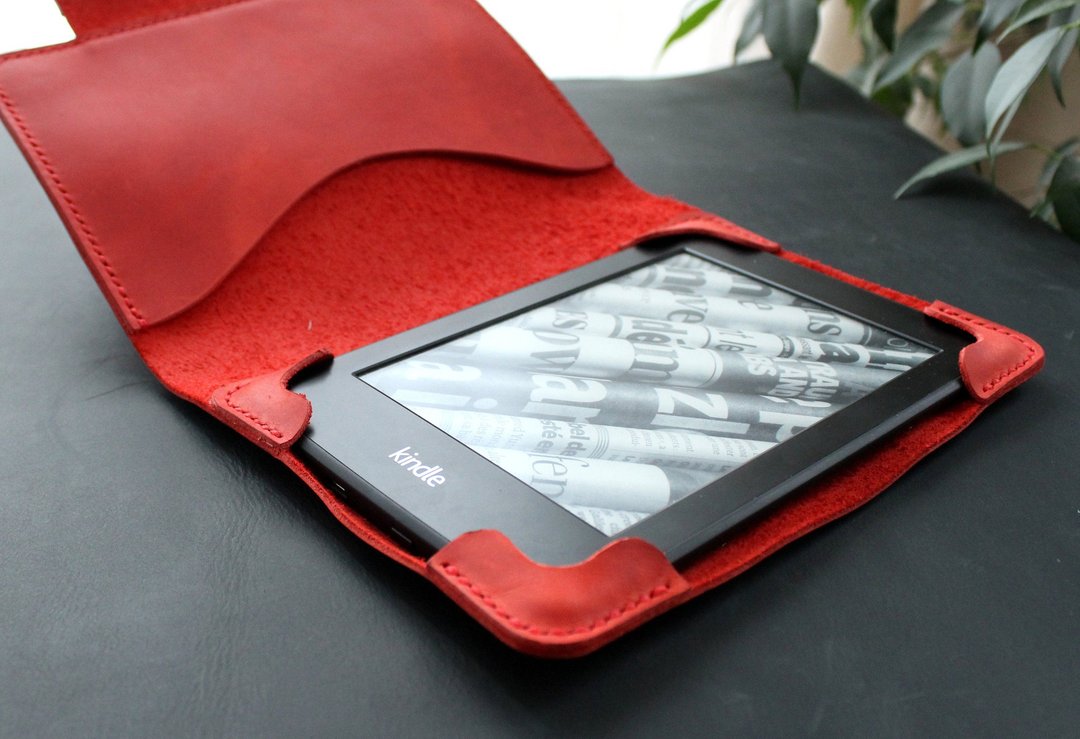 Kindle Paperwhite 11 2021 皮革套 绯红 Kindle 保护壳 电子阅读器保护壳 - 平板/电脑保护壳 - 真皮 红色