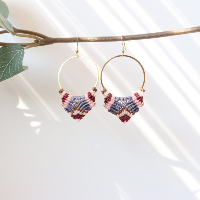 民族风图腾蜡线耳环 - 耳环/耳夹 - 其他材质 红色