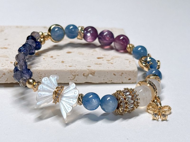 【定制】l 蓝月光蝴蝶 l 手环。蓝晶石。堇青石。紫锂云母 - 手链/手环 - 水晶 多色