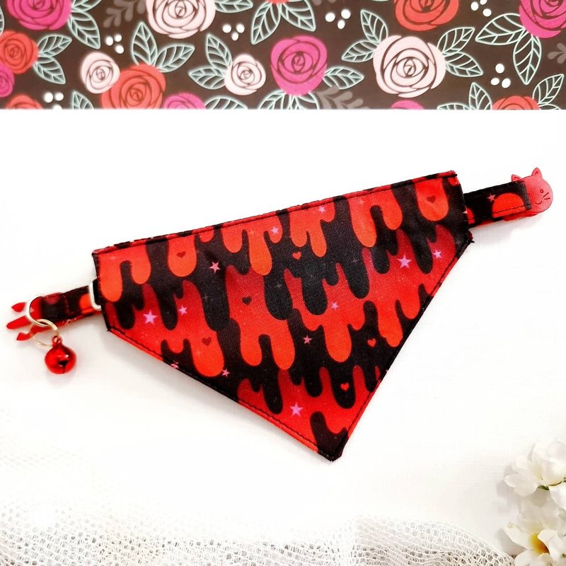 安全项圈猫狗项圈卡哇伊血围巾大红 - 项圈/牵绳 - 棉．麻 红色