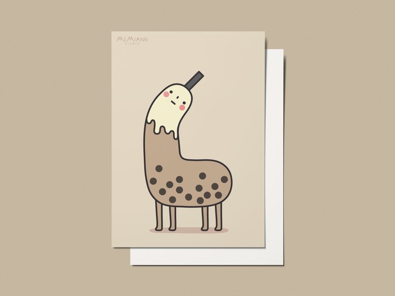 珍珠奶茶帕波图明信片 - 卡片/明信片 - 纸 咖啡色