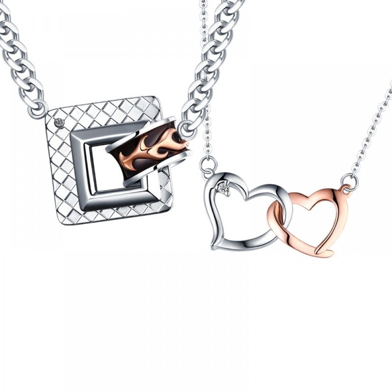 KOR.我心钻石K金对项链 - 项链 - 钻石 银色