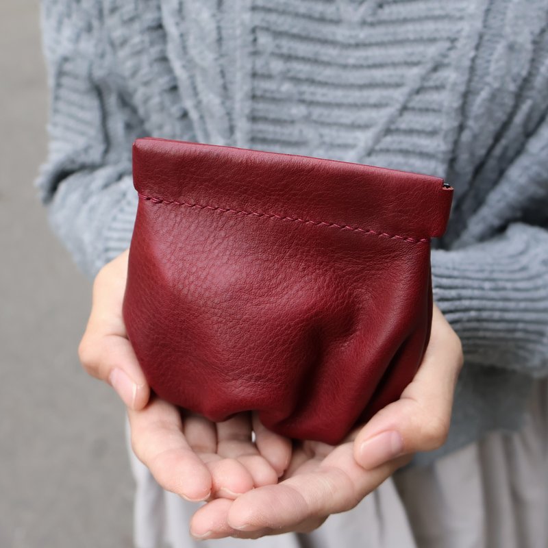 【QueeniQue】空气感打折小物包/真皮全手缝/意大利植鞣系列 - 零钱包 - 真皮 多色