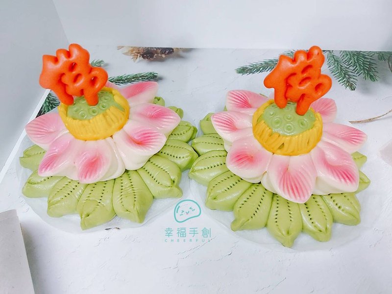 莲花馒头 供佛馒头 祝寿 供佛 拜拜馒头 无包馅 约 6寸 - 蛋糕/甜点 - 新鲜食材 
