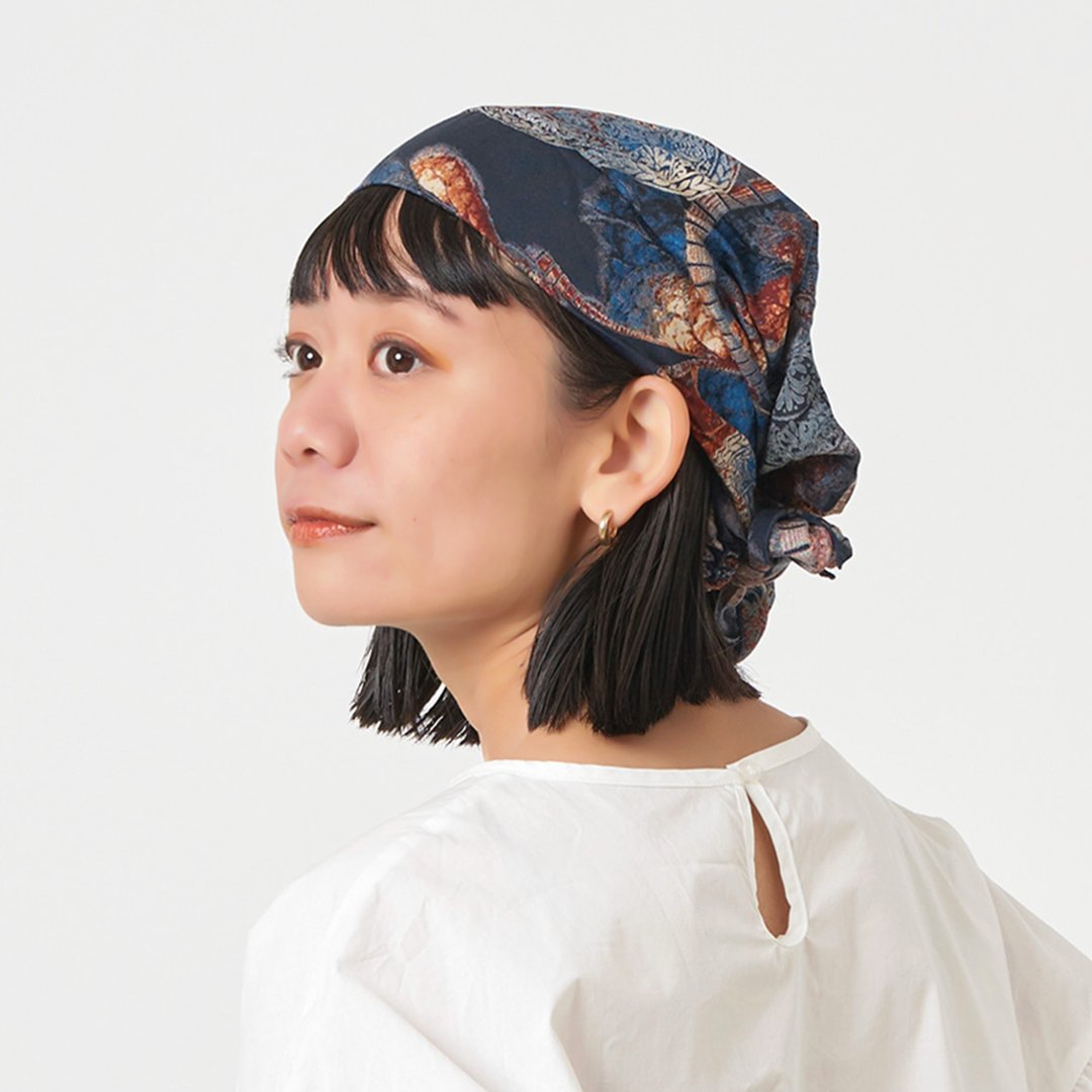 CHARM 嫘萦抓皱 头巾帽 垂坠感 化疗帽 月子帽【Fly】 - 丝巾 - 其他人造纤维 蓝色