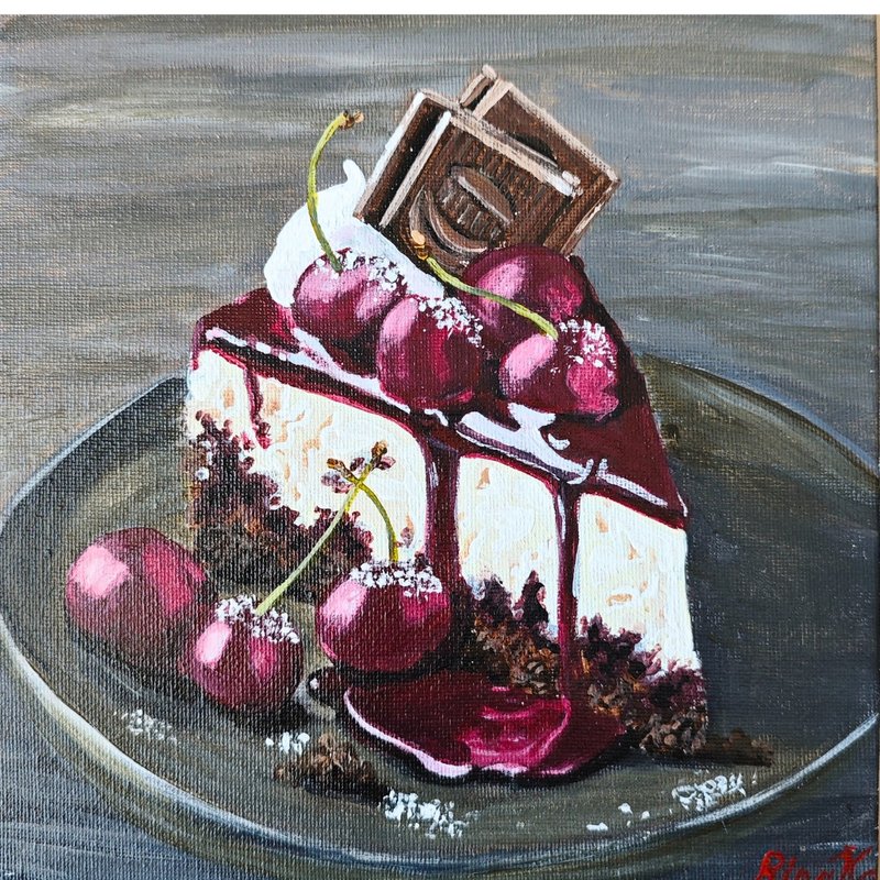 樱桃巧克力甜点原创蛋糕绘画厨房艺术品  作者  RinaArtSK - 墙贴/壁贴 - 其他材质 多色