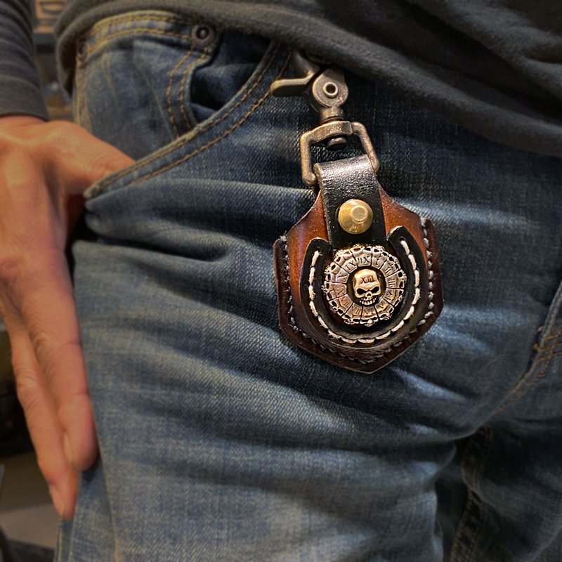 重机感应扣真皮挂套 - 钥匙链/钥匙包 - 真皮 咖啡色