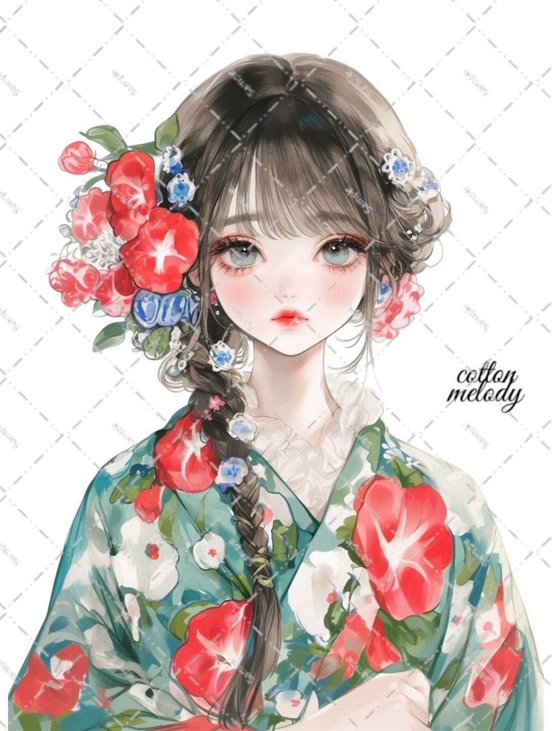 original sticker no.6418 人物贴纸 原创贴纸 人物贴纸 女孩贴纸 原创人物贴纸 - 贴纸 - 纸 