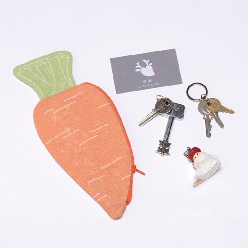 蔬果小物包/红萝卜 - 化妆包/杂物包 - 棉．麻 红色