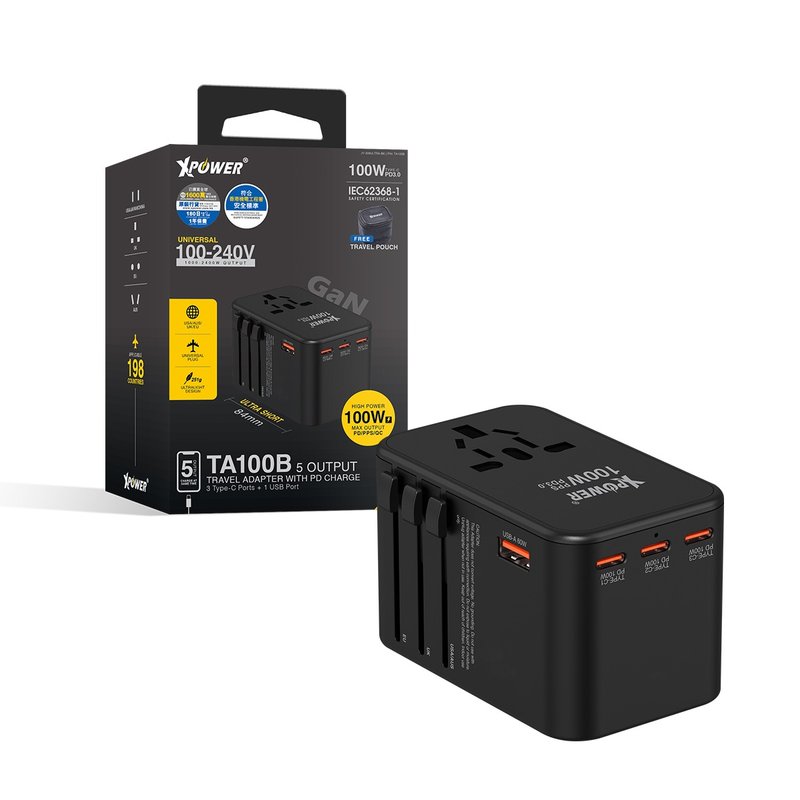 XPower TA100B 100W 5输出 PD/PPS Gan旅行充电器 - 其他 - 其他金属 黑色
