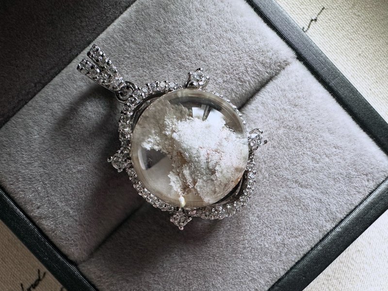 砂磄白铁共生水晶吊坠 s 925 银 - 项链 - 水晶 