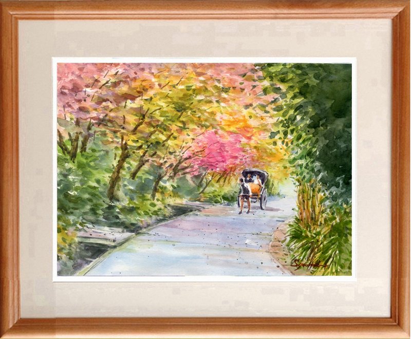 定制原创水彩画镰仓秋叶 - 海报/装饰画/版画 - 纸 红色