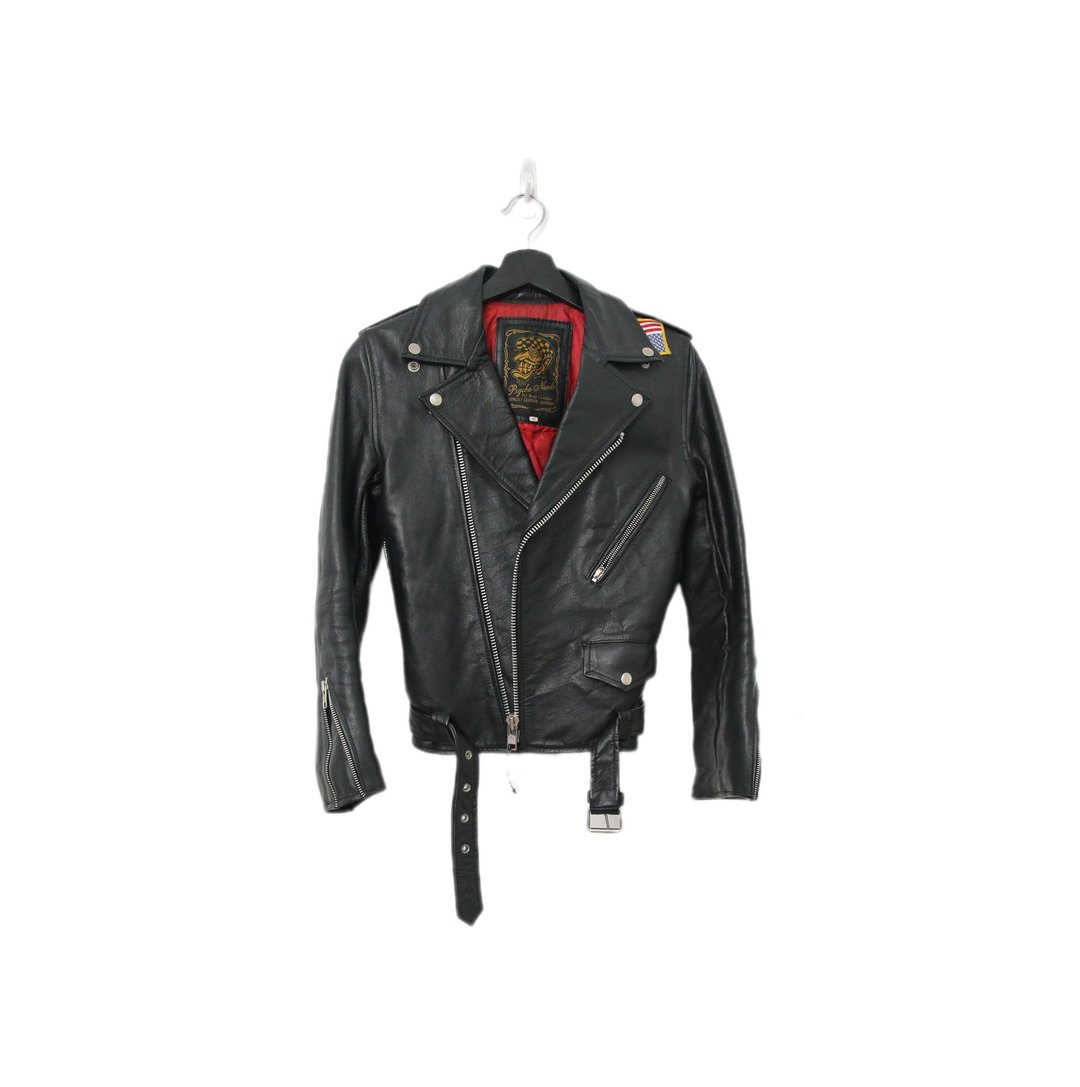 Back to Green-皮衣外套 庞克牛皮 L-04//vintage Leather Jacket - 男装外套 - 真皮 