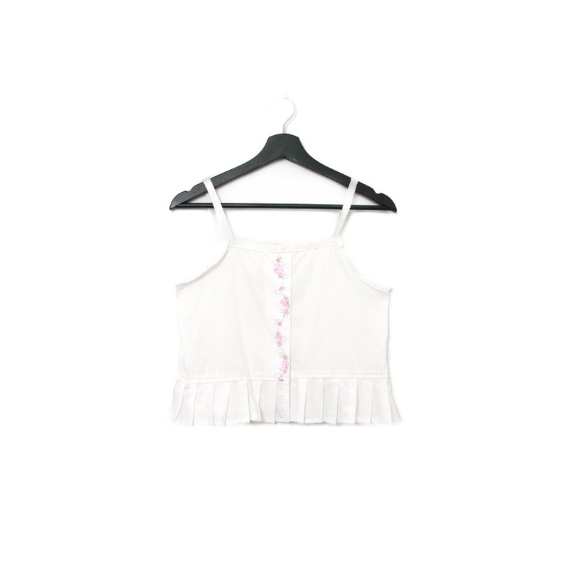 Back to Green-再制刺绣背心 粉嫩藤蔓 生长 sv-13 /vintage vest - 女装背心 - 棉．麻 