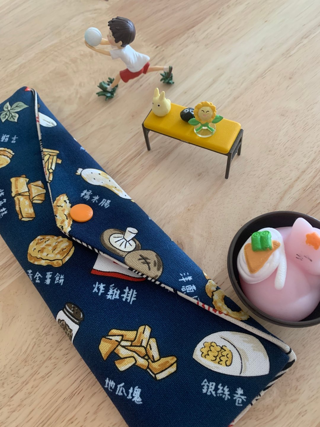 文青风环保纯棉筷袋 深夜美食 沈稳蔚蓝 日本 潮物 收纳 手作餐具 - 收纳用品 - 棉 蓝色