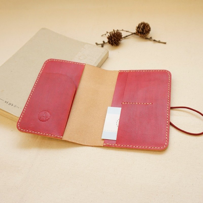 手染皮革护照套笔记本套-胭脂红 - 护照夹/护照套 - 真皮 红色