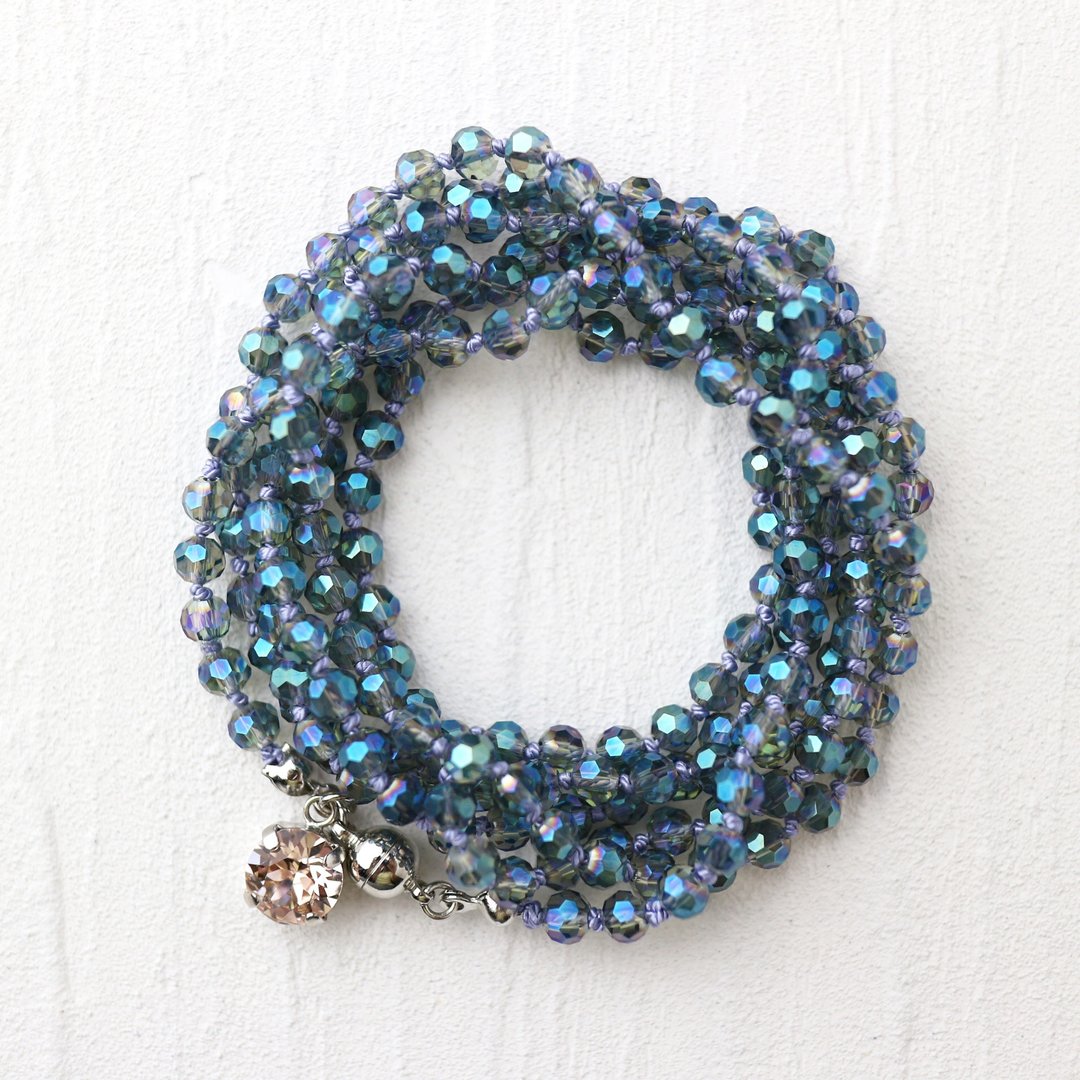 Wrap Bracelet (Blue Glass Beads) - 手链/手环 - 玻璃 蓝色