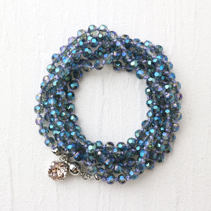 Wrap Bracelet (Blue Glass Beads) - 手链/手环 - 玻璃 蓝色
