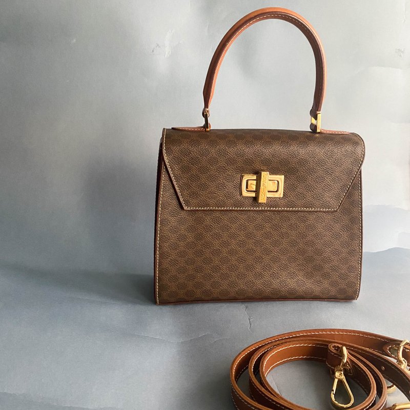 中古包Celine赛琳│老花│手拎包│手提包│女友礼物 - 手提包/手提袋 - 真皮 咖啡色