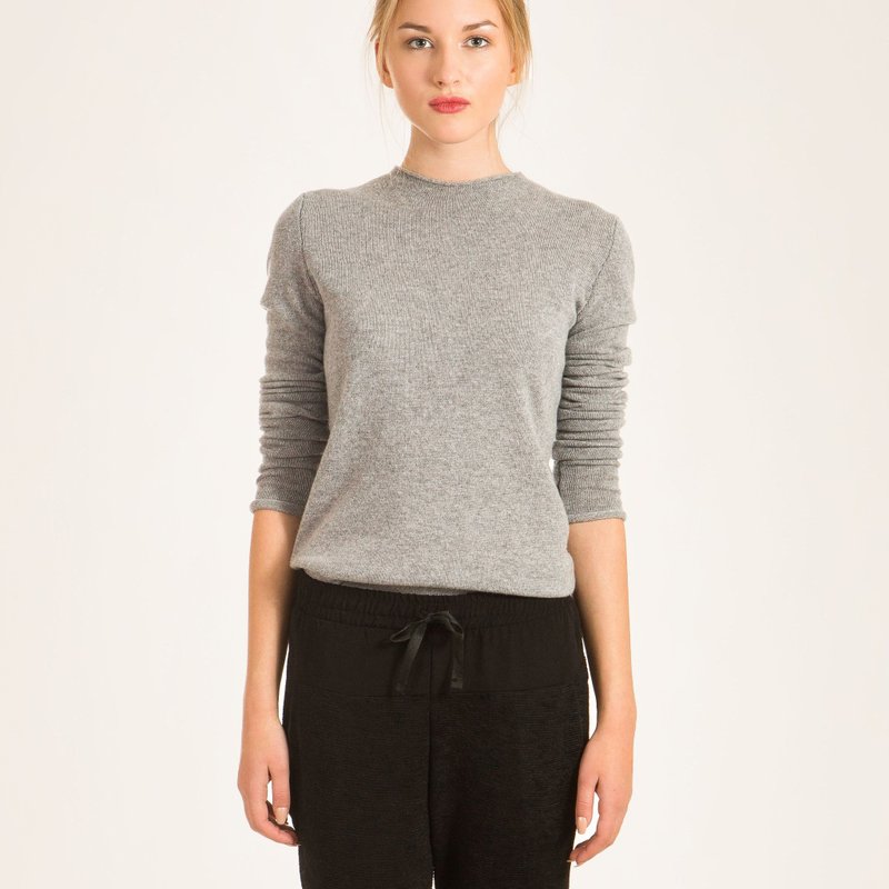 Grey 100% cashmere crew neck womens sweater jumper pullover KAREN - 女装针织衫/毛衣 - 其他材质 灰色
