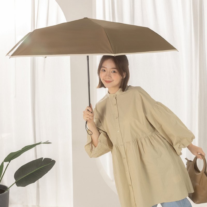 【rento】防晒黑胶安全自动伞-茶色 - 雨伞/雨衣 - 防水材质 咖啡色