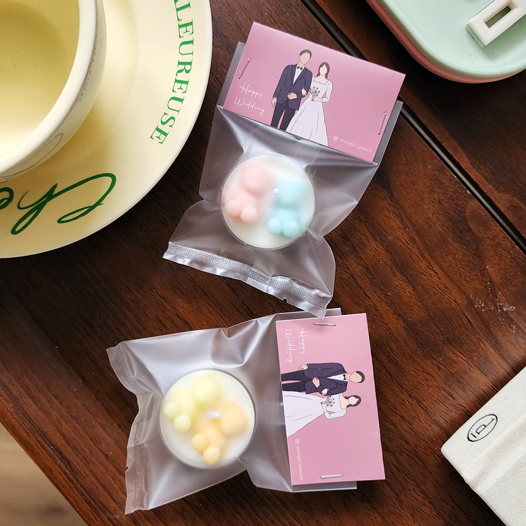 【定制化礼物】 双色小熊茶蜡 | 10入起订 婚礼小物 应援礼 企业 - 蜡烛/烛台 - 蜡 白色