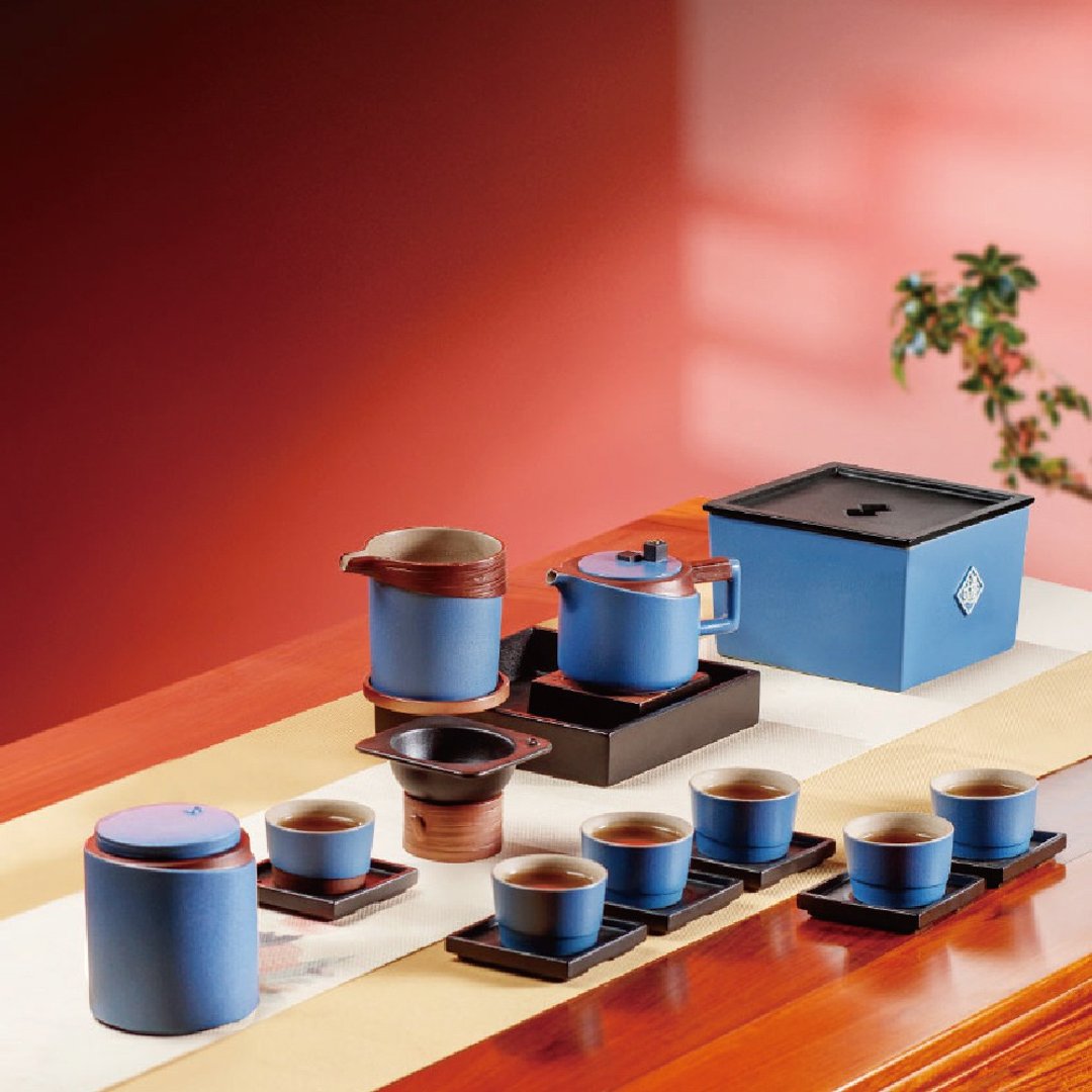 陆宝 点石成金茶礼 1壶1海6杯+壶承+茶叶罐+水方 茶具组 茶器 - 茶具/茶杯 - 陶 蓝色