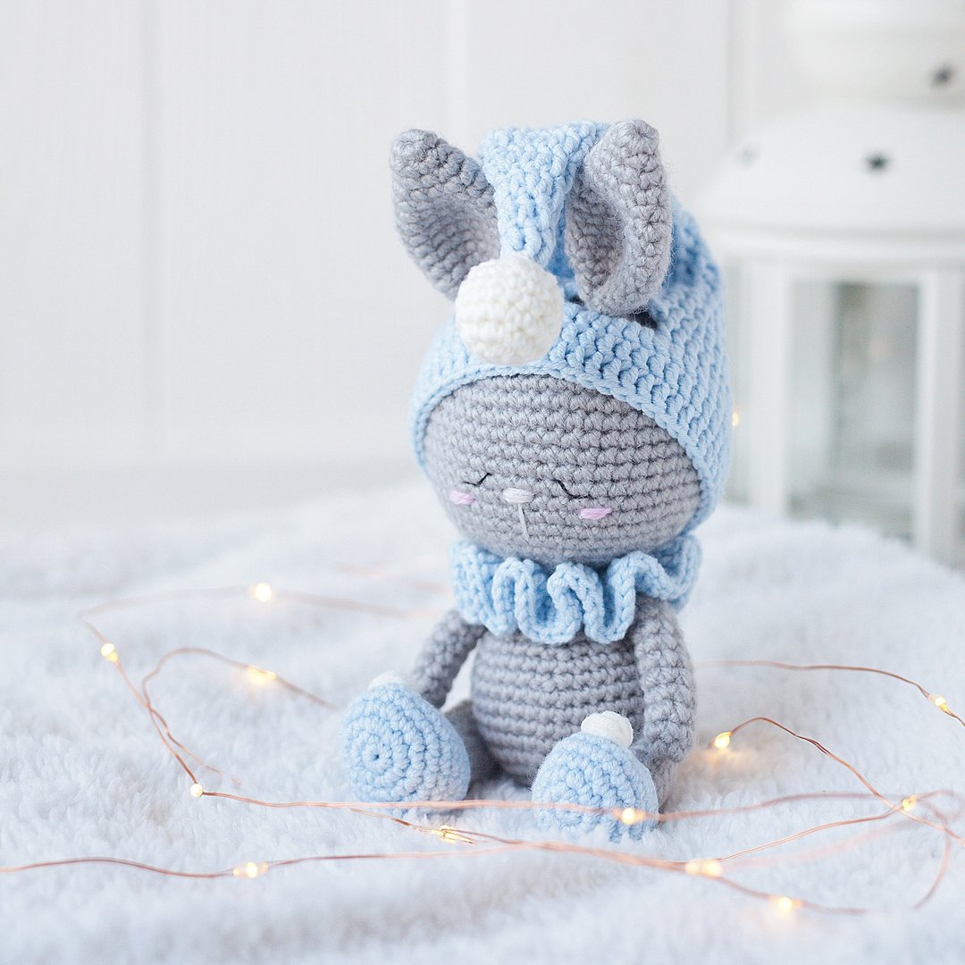 Crochet Pattern Sleeping Bunny in Hat Amigurumi Toy - Digital Item - 手工艺教程/工具书 - 其他材质 