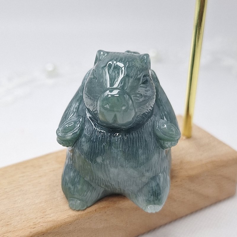 温润危料蓝水手工雕刻卡皮巴拉摆件 |天然A货翡翠 - 摆饰 - 玉石 