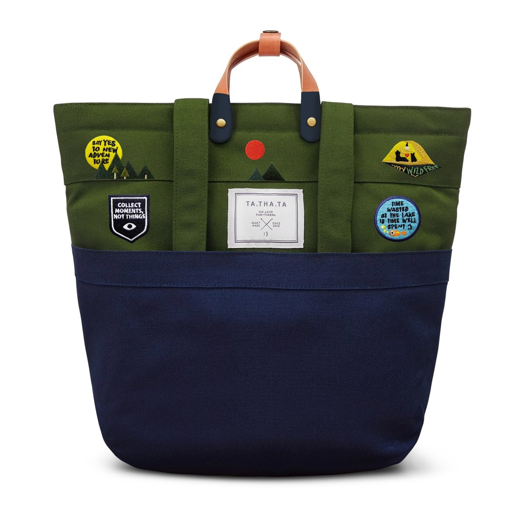 Swift: Summer camp, 4 way bag: backpack, tote bag, sling bag, handbag - 后背包/双肩包 - 棉 绿色