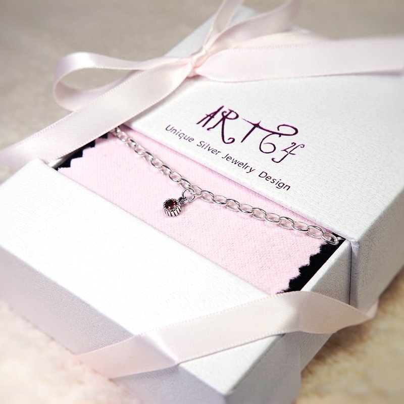 天然诞生石 纯银宝宝手链 弥月礼盒 新生儿 儿童银饰 生日礼物 - 满月礼盒 - 纯银 多色