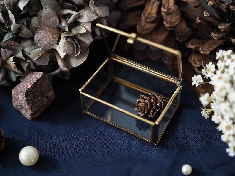 【售完】复古手工黄铜玻璃盒 长方M - 收纳用品 - 玻璃 金色