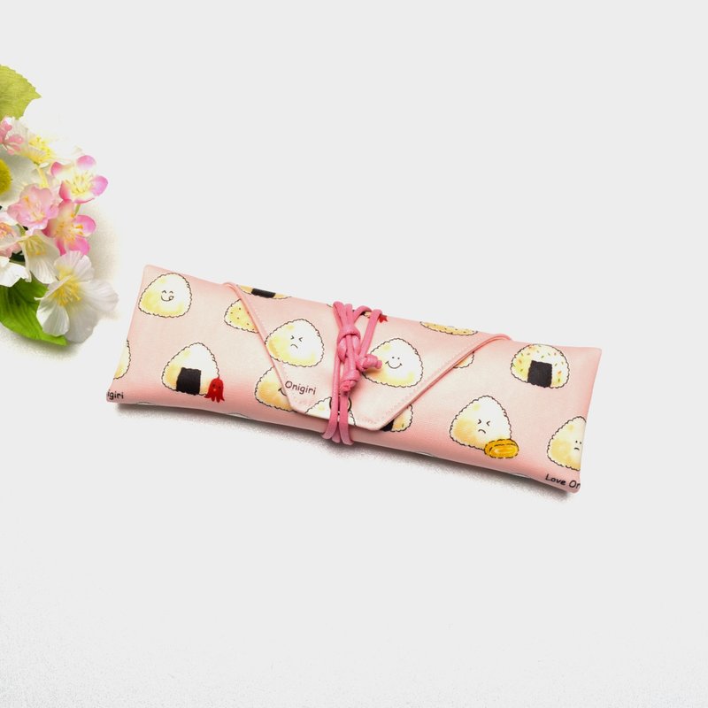 可爱饭团-粉红餐具包/笔收纳袋 餐具套 餐具袋 收纳 环保 方便 - 收纳用品 - 棉．麻 粉红色