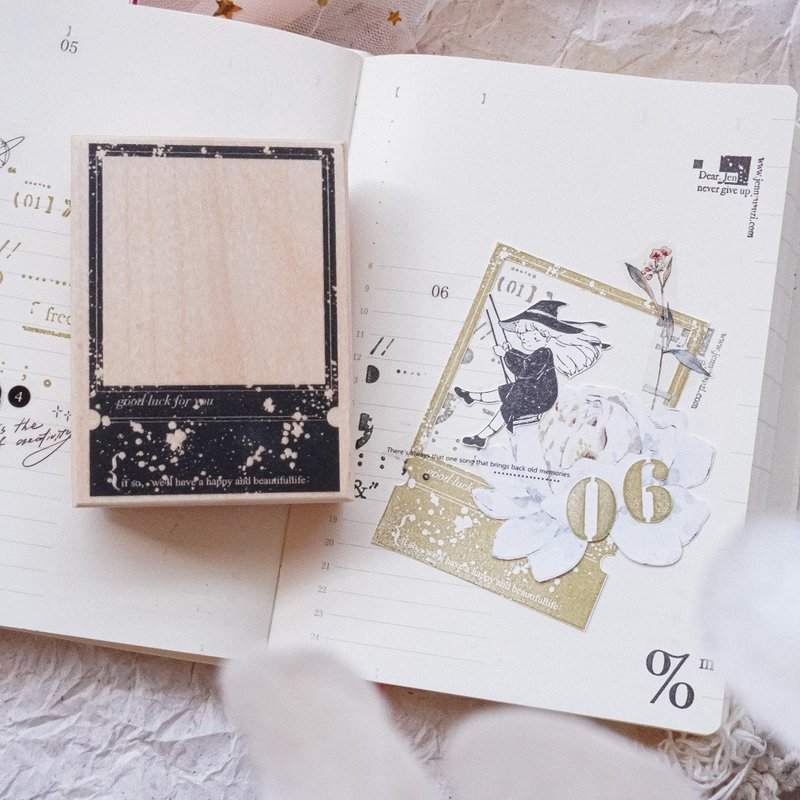 斑驳方框 手帐印章 6cm x 8cm 印章 - 印章/印台 - 木头 