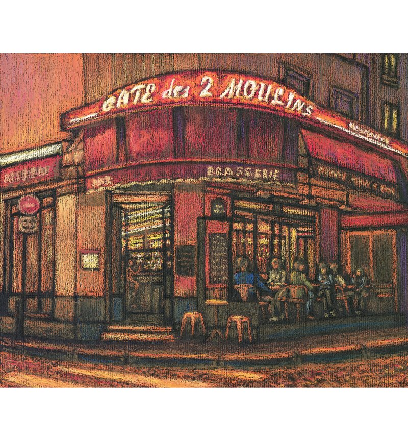 Cafe des 2 Moulins Paris Amelie Cafe 巴黎蒙马特原创油画棒 - 海报/装饰画/版画 - 其他材质 多色