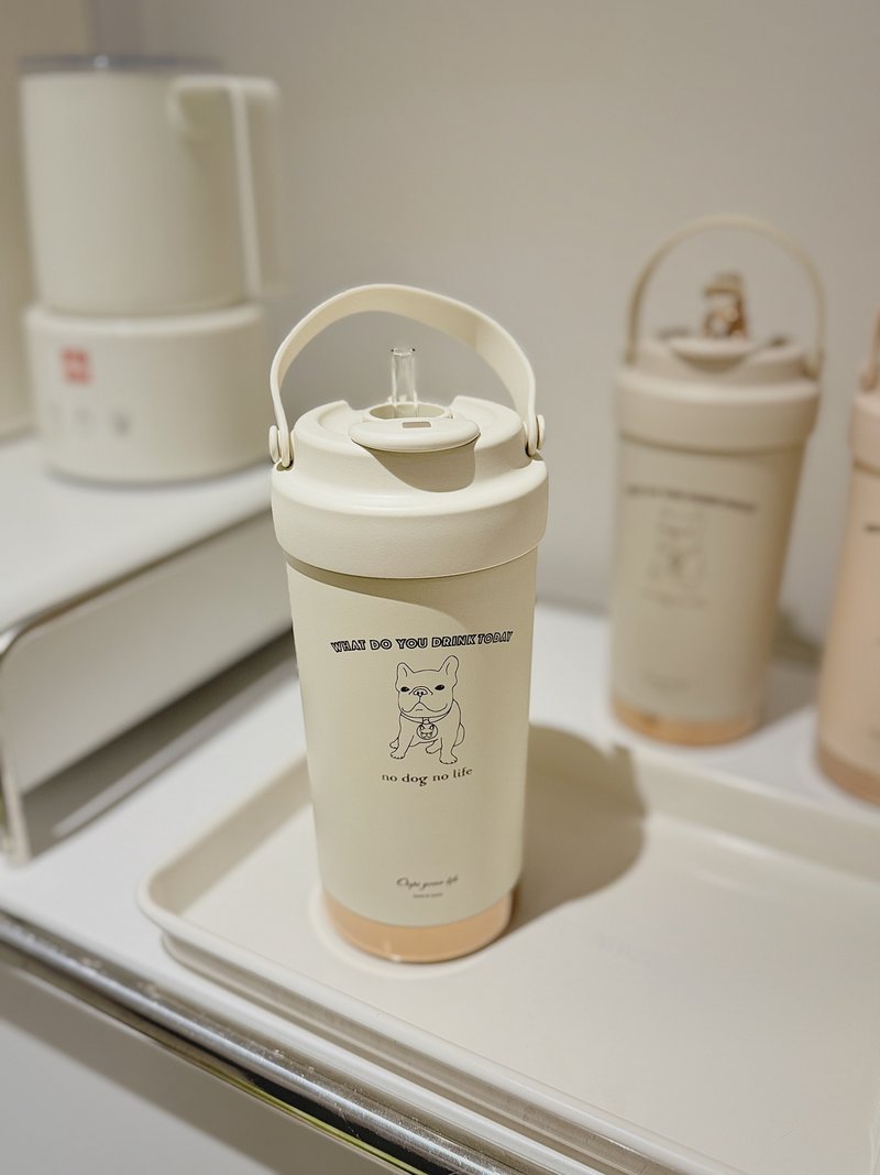 法斗胖丁手提咖啡随行杯500ml 316不锈钢陶瓷内胆 - 保温瓶/保温杯 - 不锈钢 粉红色