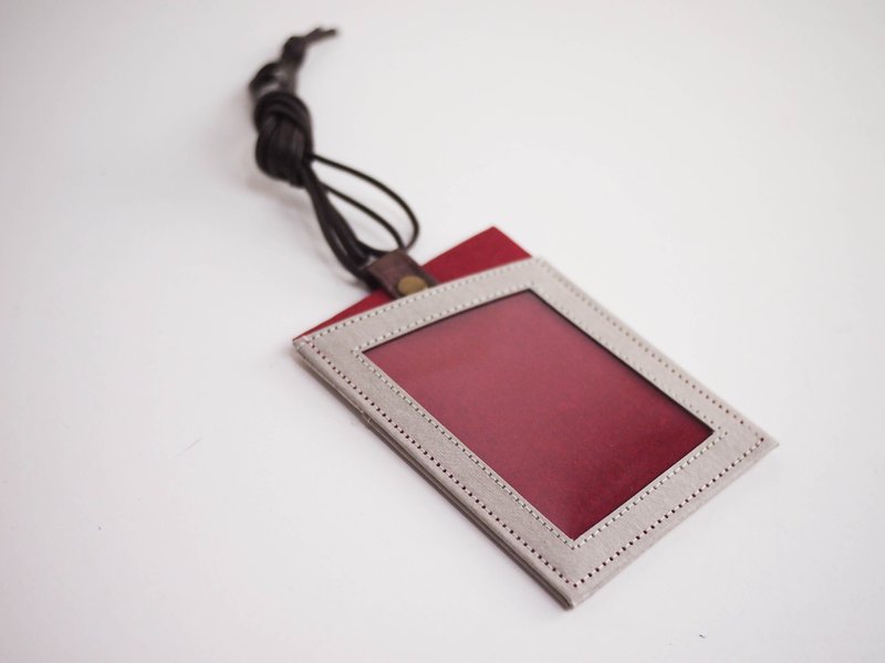 Paralife客制 灰红色 洗水纸　识别证套 - 附腊颈绳 - 证件套/卡套 - 纸 灰色