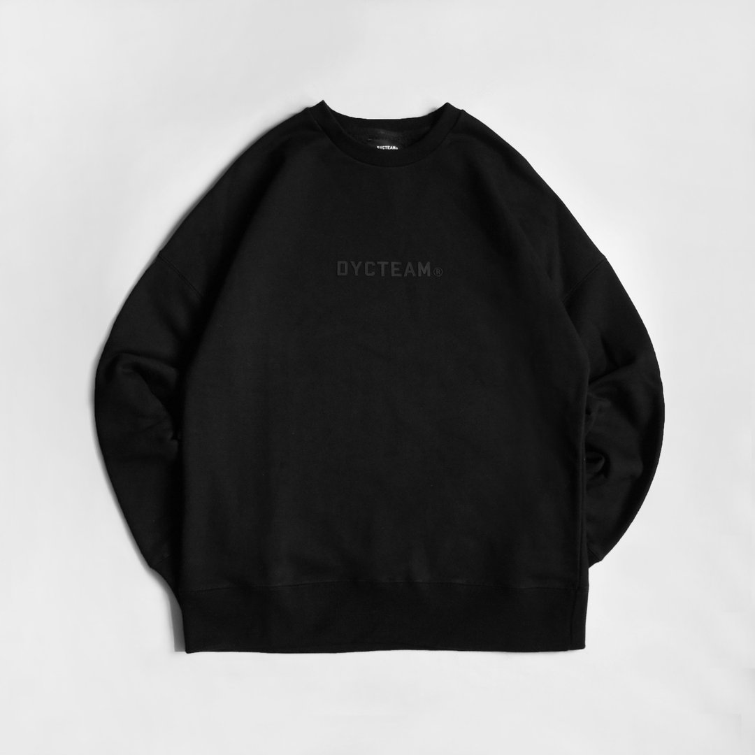 DYCTEAM - CLASSIC立体刻度 logo 落肩大学Tee - 中性连帽卫衣/T 恤 - 棉 黑色