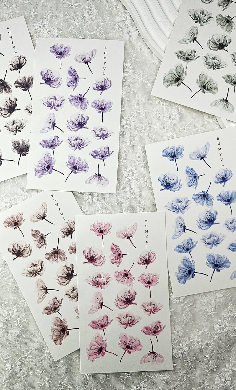 静谧水彩花卉拼贴风背景纸 - 便条纸/标签贴 - 纸 多色