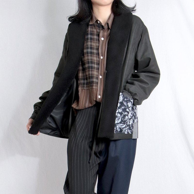 黑毛绒麂皮外罩 #A5010 - 女装休闲/机能外套 - 棉 黑色