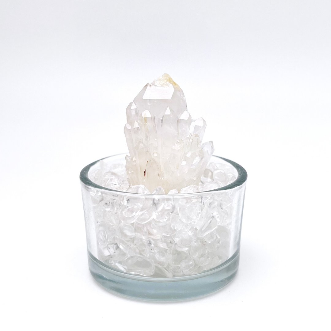 过程。原矿 摆件 水晶盆栽 组合 l 白水晶簇 菠萝骨干白小簇 l - 摆饰 - 水晶 白色